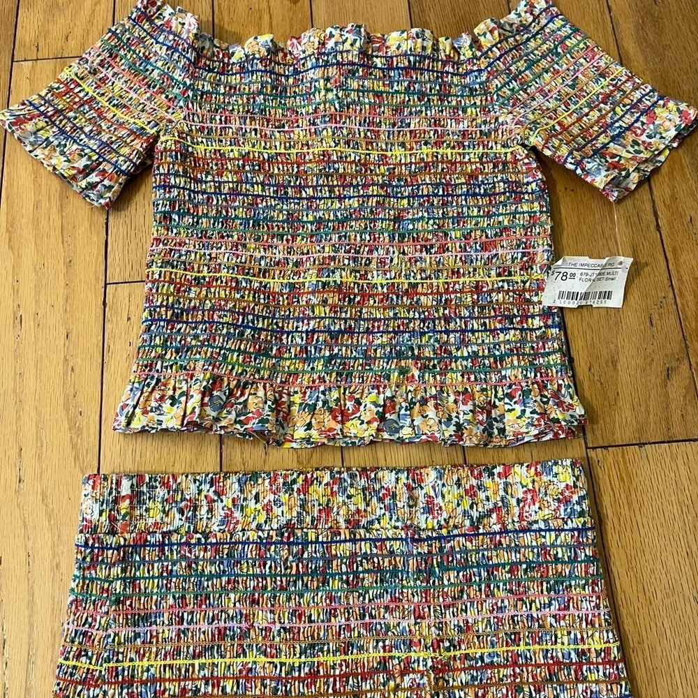 The Impeccable Pig Set Multicolor Floral Smocked Sz S NWOT⭐️
